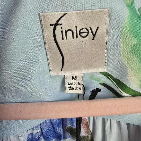 Finley New Tish Blue Sky Floral Cotton Relaxed Puff Sleeve Blouse Size Medium - Picture 7 of 10